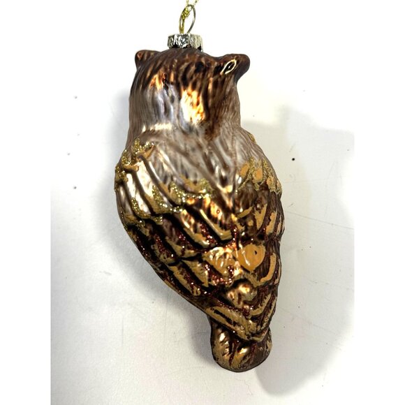Owl Christmas Tree Ornaments Set 4 Hand Blown Glass Ornaments Woodland Creature - Picture 6 of 15